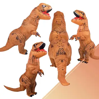 Pripučiamas Kostiumas Žalias Dinozauras Kostiumai T REX Susprogdinti Fancy Dress Talismanas Cosplay Kostiumas Vyrams Moterims Vaikams Dino Animacinių filmų