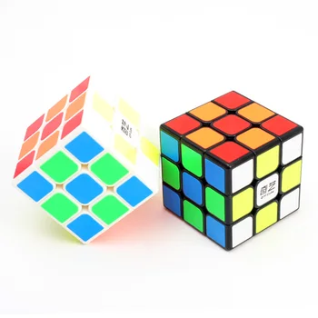 QiYi QiHang Plaukti W 3x3x3 Magic Cube 60mm Konkurencijos Greitį Sklandžiai Cubo magico Spalvingas lipdukas kubo Galvosūkį Profesinės Neo Kubas