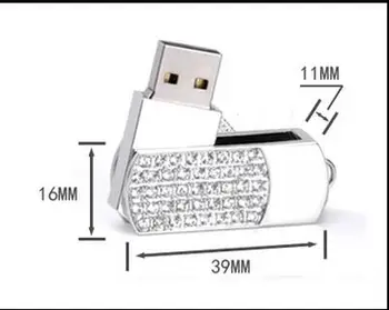 Realias galimybes Metalo, Kristalų pasukimo Key Chain, USB 2.0, USB 