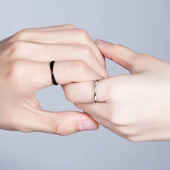 S925 sidabro nišą dizaino romantiška pora poros žiedą, vyrai ir moterys, poros korėjos banga prašmatnus šalto vėjo žiedas