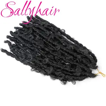 Sallyhair Sintetinių Drugelis Dirbtiniais Locs Nėrimo Nerijos Plaukų priauginimas 20 Vijų/pak 14inch Natūralus Juodas Plaukų Kasytės