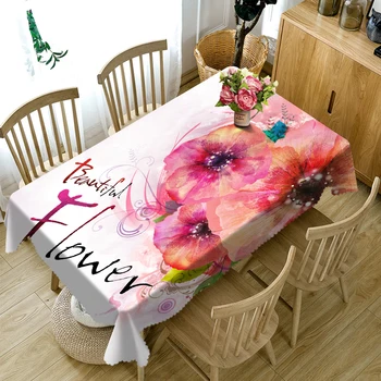 Senisaihon Stačiakampio formos 3D staltiesė Gražus Rožinės Gėlės Modelis Dulkėms staltiesė Kalėdų Vakarėlį Lentelė Padengti Tekstilės gaminiai