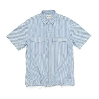 SIMWOOD 2020 metų vasaros naują trumpomis rankovėmis dryžuotas laisvi marškinėliai krūtinės kišenės, raišteliu hem vyrų mados plius dydis marškinėliai SJ170363