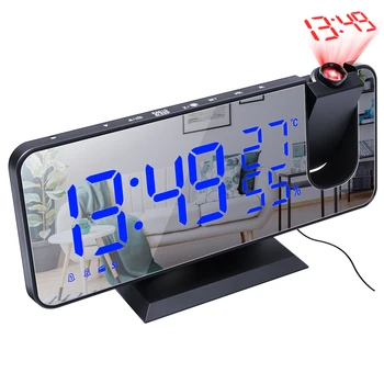 Skaitmeninio formato Laikrodis-Žadintuvas su FM Radijo Smart Home Miegamojo Lovos Laikrodis Projektorius LED Elektroninis Stalinis Laikrodis-Žadintuvas Skaitmenų