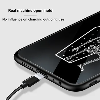 Skeletas Kaukolės Telefoną Atveju Xiaomi Redmi Pastaba 9 8 7 8A 7A 8T 6 Pro Mi Pastaba 10 9 9T 10T 8 Pro SE F1 Poco X3 Stiklo Atvejais Dangtis