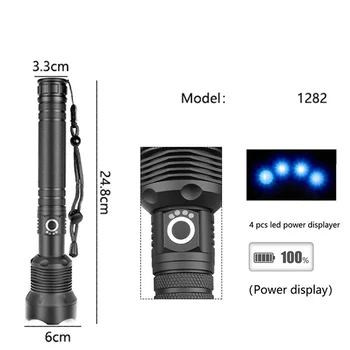 T20 LED Žibintuvėlis XHP70.2/XHP50 Galingas LED Žibintuvėlis, Aukštus Liumenų Reguliuojamas Dėmesio USB Įkrovimo Rankinei Light Lauko