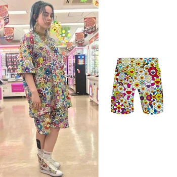 Takashi Gėlių shrots moterų ir vyrų spalva vasaros drabužių harajuku marškinėliai naujas streetwear