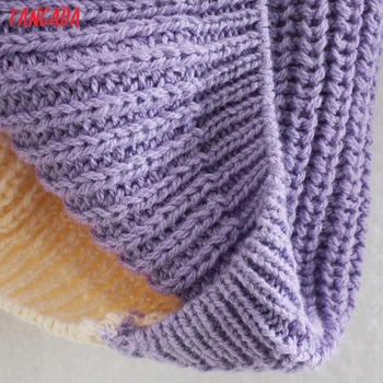 Tangada rudenį 2020 m. moteris spalvos bloką kašmyro megztinis megztas megztinis megztinis apvalios kaklo negabaritinių jumper CE355