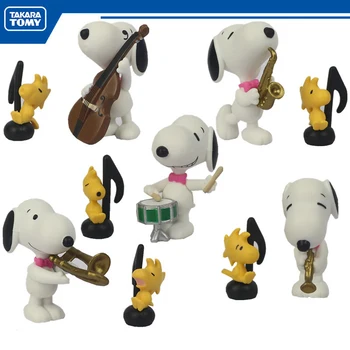 TOMY Snoopy Savaitgalį Koncertas Smuikui Būgno Laikiklis Gacha Apdailos Q Versija Veiksmų Skaičius, Modelis Žaislas