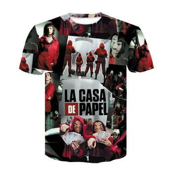 Tshirts Vyrų Namas Popieriaus Marškinėliai Vyrams Juokinga, 3D Dizaino, La Casa De Papel Marškinėliai Pinigų Heist Tees Tv Serialas t marškinėliai vyrams wome
