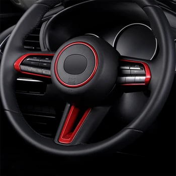 Už Mazda 3 CX-30 2019 2020 priedai ABS Anglies pluošto/Raudona/Matinis Automobilio Vairo Jungiklis, Mygtukas rėmo Dangtis Apdaila, Automobilių stilius
