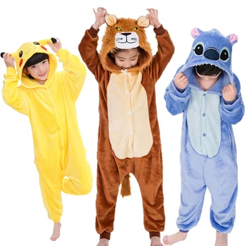 Vaikai Vienaragis Pižama Berniukams, Mergaitėms jumpsuit Tigras Pegasus Cosplay Žiemos Gobtuvu Vaikų Šiltas Sleepwear Onesie Flanelė Pižamos