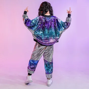 Vaikas Mados China Hip-Hop Drabužiai, Striukė, Viršuje Kailis Trumpas Streetwear Kelnės Mergaitėms Berniukai Džiazo Šokio Kostiumai Rinkinys Drabužiai Dėvėti