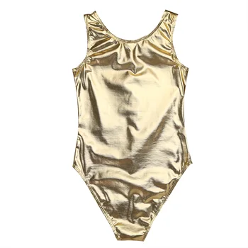 Vaikų Mergaičių Gimnastikos Leotard maudymosi kostiumėlį Šokių Rankovių Blizgus Lakinės Odos Dancewear Gimnastikos Šokių Leotard Boodysuit