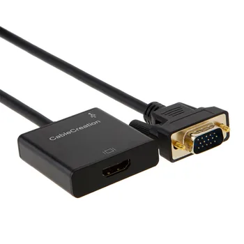 VGA į HDMI Laidas, Transformatorius 1M VGA į HDMI Konvertuoti Kabelis su Mikro USB Kabelis Garso Palaikymas, Vaizdo ir Garso