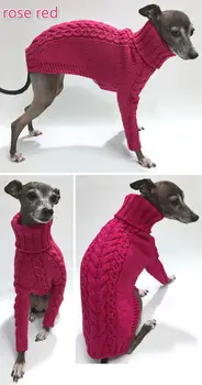 Vidutinių didelių šunų vientisos spalvos megztas megztinis rudenį ir žiemą, aukštos apykaklės didelis šuo, megztinis šiltas šuo megztinis