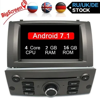 Vokietijos Akcijų naujausias Android 8.1 Automobilių DVD 1-Din Auto Radijo PEUGEOT 407 2004-2010 M. 7