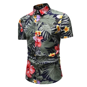 Vyrų Marškinėliai Vasaros Palmių Spausdinti Paplūdimio Havajų Marškinėliai Vyrams, Atsitiktinis Trumpas Rankovės Havajų Marškinėliai Vyrų Slim Fit Atsitiktinis Chemise Homme