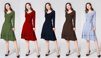 ZOGAA 2020 Naujas Moterų Suknelė ilgomis Rankovėmis Suknelė Gryna Spalva Plonas Kostiumas Atsitiktinis Elegantiška Suknelė Kelio Ilgis Imperijos Moterų Suknelės