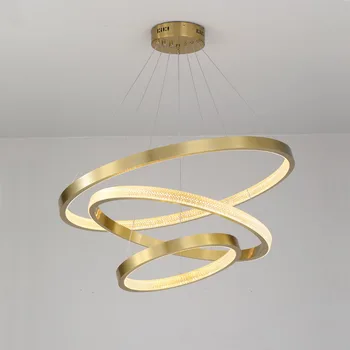 Šiuolaikinės Aukso LED Pakabukas Šviesos Žiedo Ratą priedai veltiniams, vilna Lempa Kristalų Turas Hanglamp Aukso Sustabdytas Apšvietimo Rungtynių Namuose