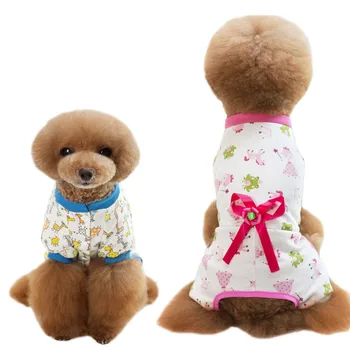 Šuo namuose drabužius, pižamas keturkojo medvilnės atspausdinti Teddy šunų drabužius Pavasarį ir rudenį namų drabužiai šunims Gegužinė drabužiai