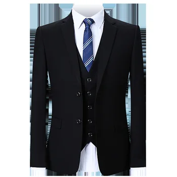 (Švarkas+Kelnės+Kaklaraištis) Klasikinis Vyrų Oficialių Verslo Kostiumas Slim Royal Blue Vestuvių Jaunikis Dėvėti Vyrų Kostiumas Juodas Ponai Kostiumas