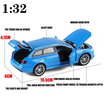 1:32 Audi RS6 Automobilio Modelį su spaudimu Išgauto Lydinio Berniukams, Žaislų Automobiliai, VISUREIGIS Superautomobilį Kolekcionuojamų Vaikams Automobilių Nemokamas Pristatymas