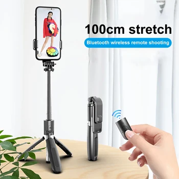 100cm Aukščio Bluetooth Nuotolinio Valdymo laikmatis Polių Trikojo Selfie Stick Mobiliojo Telefono Laikiklis Gopro Veiksmo Kameros