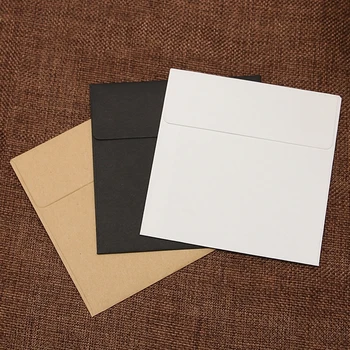 100vnt - 10*10cm Baltas Juodas popieriaus Kraft Vokai Aikštėje paketas, banko kortelės, narystės kortelės paketas Vestuves Kvietimą