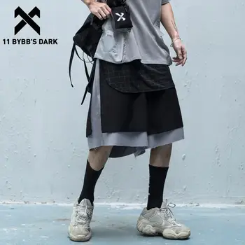 11 BYBB TAMSU 2020 metų Hip-Hop Streetwear Shorts Mens Vasaros Atsitiktinis Harajuku Kratinys Netikrą Dviejų dalių Trumpos Kelnės Poilsiu Hipster