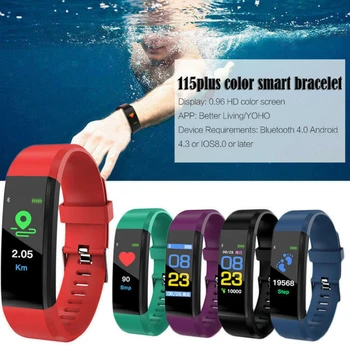 115 Plus Smart Silikono Watchs Fitness Tracker Širdies Ritmo Monitorius Juosta Tracker Smart Apyrankę Smart Žiūrėti Fitneso Sporto Prekės