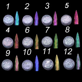 12 spalvų veidrodis sniego milteliai Holografinis Milteliai Nagai, Lazerio Sidabro Blizgučiai 