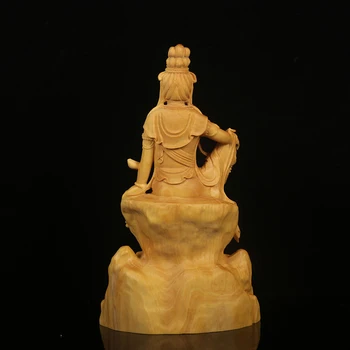 14cm Senovinių Skulptūrų Guan Yin Boxwood Budos Statula Apdailos Amatų Melstis Palaiminti Festivalio Dovana Medžio Suvenyrų