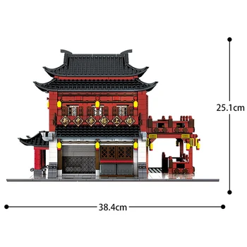 1643pcs 6312 Pasaulio Architektūros Kinų Stiliaus Modelis Kinijos Senovės Viešbučio Pastato Plytos Švietimo Žaislai Vaikams Dovanų
