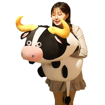 1PC 40/60cm Puikus Riebalų Galvijų Pliušinis Minkšti Žaislai Bull Mielas Įdaryti Guli Karvė Gyvūnų, Žaislų, Vaikai, Vaikams, Lėlės Miego Pagalvė Pagalvės