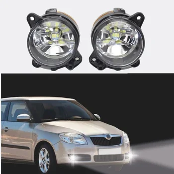 2 X Automobilį LED Šviesos Skoda Fabia Roomster 2006 m. 2007 m. 2008 M. 2009 M. 2010 Priekiniai LED Rūko Žibintas, Priešrūkinis Žibintas Su LED lemputės