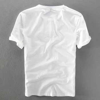 2018 m. Vasaros nauji vyriški lino marškinėliai klasikinis turas kaklo prarasti atsitiktinis balti marškinėliai vyrams trumpomis rankovėmis siuvinėjimo marškinėlius mens camisa