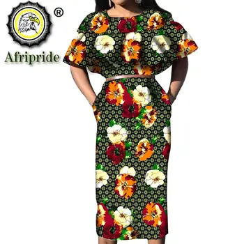 2019 afrikos suknelės moterims AFRIPRIDE pusė rankovės ankara spausdinti grynos medvilnės plius dydis boho seksualus šalis suknelė 