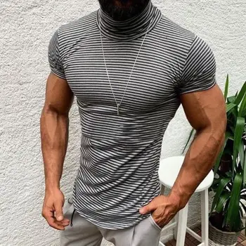 2019 Hirigin Prekės ženklo Drabužių 5 spalvų turtlneck vyriški Marškinėliai Vyrams Mados marškinėliai Fitneso Atsitiktinis Vyrų T-shirt