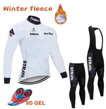 2020 Klasikinis baltą Žiemą Šilumos Vilnos Dviračių Jersey Rinkiniai Ropa Ciclismo Vyrams, ilgomis Rankovėmis MTB Dviratį Drabužius Lauko Sporto Marškinėliai