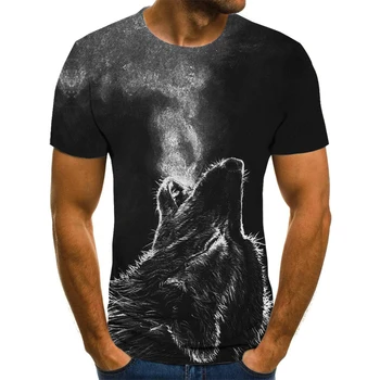 2020 Naujausias Wolf 3D Spausdinimo Gyvūnų Kietas Juokingi Marškinėliai Vyrams trumpomis Rankovėmis Vasarą Topai Marškinėliai Marškinėlius Vyrų Mados T-shirt Vyrai 6XL