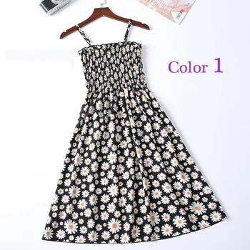 2021 Korėjos Vasaros Šifono Paplūdimio Gėlių Spausdinti Mini Sundress Ponios Dirželis Rankovių Suknelės Slim Atsitiktinis Moterų Vestido Suknelė