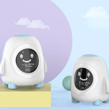 2021 Naujas Spalvingas Pabusti Šviesos Žadintuvas Vaikams Patalpų Termometras Mielas Laikrodis USB
