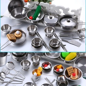 25Pcs Nerūdijančio Plieno Vaikų Namų Virtuvė Žaislai Vaikams Apsimesti Žaisti, Virtuvės Komplektas