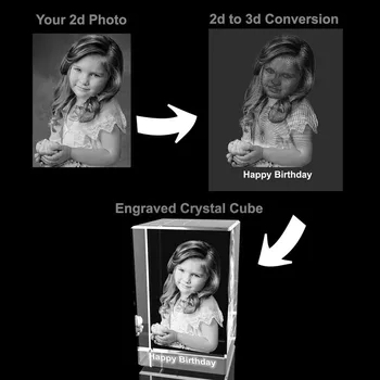 2D/3D Lazeriu Graviruotas Crystal Cube Foto Rėmelis Asmeninį Kūdikių Vestuvių nuotraukas Stiklo Rėmai, Jubiliejų, Gimtadienį, Mama, Tėtis, dovanos