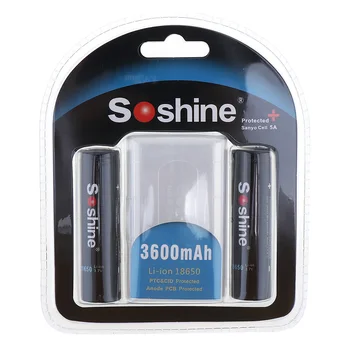 2vnt/daug Soshine 3.7 V 3600mAh 18650 Li-ion Įkraunama Baterija su Saugomų PCB LED Žibintai priekinių Žibintų