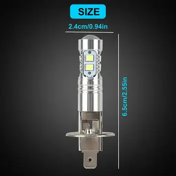2vnt H1/H3 LED Žibintų Lemputės 6000K Balta Vandeniui Super Ryškus Rūko žibintų Šviesos važiavimui Dieną