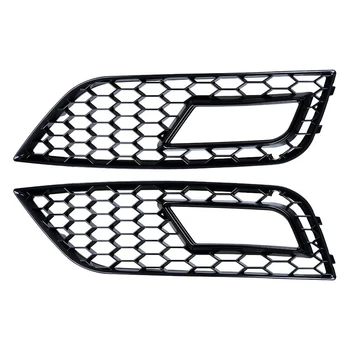 2X RS4 Stiliaus Bamperio Apatinės Grotelės, Rūko žibintai Grotelės Suderinama su 2013-2016 m. už A4 B8.5 (Juodos Grotelės+Viršelis)