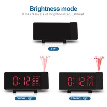 3-Color Projekcija LED Laikrodis-Žadintuvas, FM Radijo Reguliuojamas Ryškumas Termometras su Drėgmėmačiu žadintuvo Atidėjimo Funkcija, Dual Signalizacija