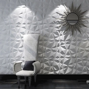 30x30cm 3D Meno Plokščių Geometrinių Cut Diamond Medžio Drožė 3D Sienų Lipduko Dekoratyvinis Valdybos Dažymo Reikmenys & Sienos Gydymas